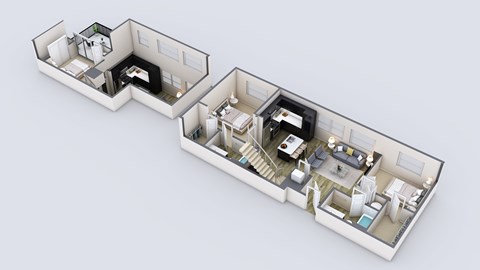 Floor plan for 2 beds, 2 baths, 1258 sqft